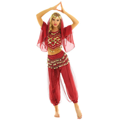 4 Pcs Belly Dance Costume Set – Sparkle and Shine on the Dance Floor!