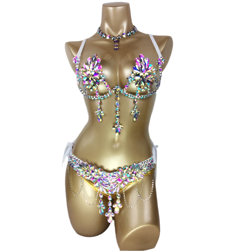 Handmade Wire Bra & Panty Belt Set – 4-Piece Dance Costume