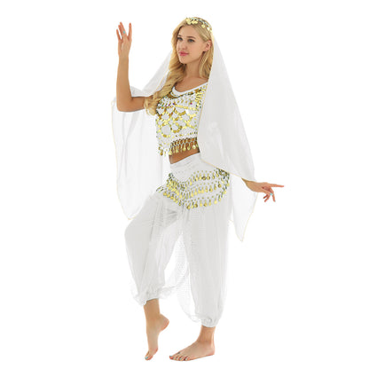 Belly Dance Costume Set – Coin Tassel Top, Harem Pants & Accessories