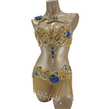 2-Piece Belly Dance Costume Set – Royal Blue & Red