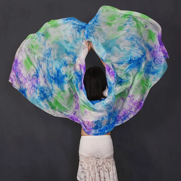 Tie Dye Belly Dance Silk Veil (250 × 110 cm)