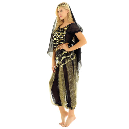 4 Pcs Belly Dance Costume Set – Sparkle and Shine on the Dance Floor!