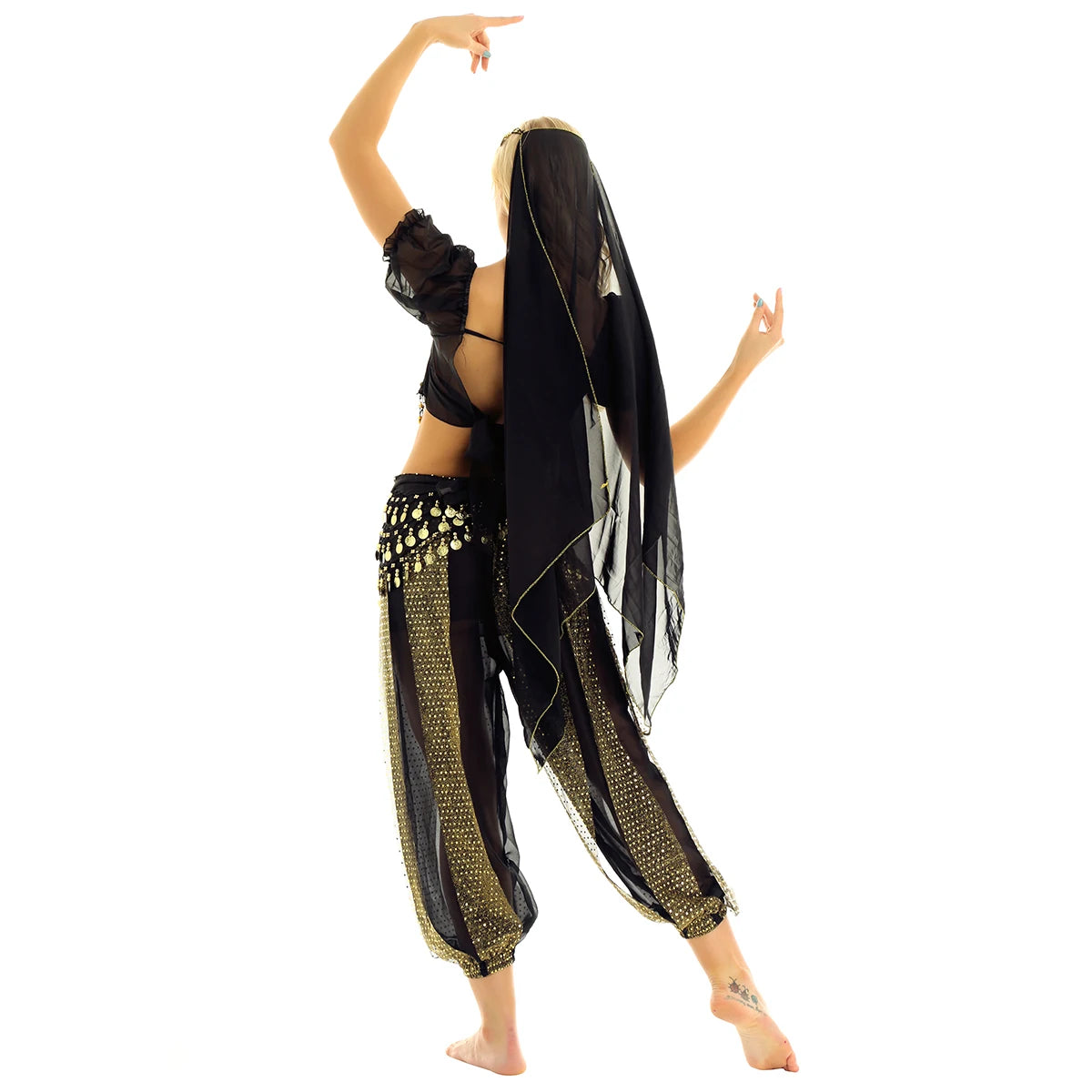 4 Pcs Belly Dance Costume Set – Sparkle and Shine on the Dance Floor!