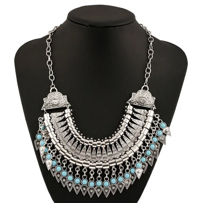 Long Maxi Coin Necklace - Bohemian Tribal Statement Jewelry