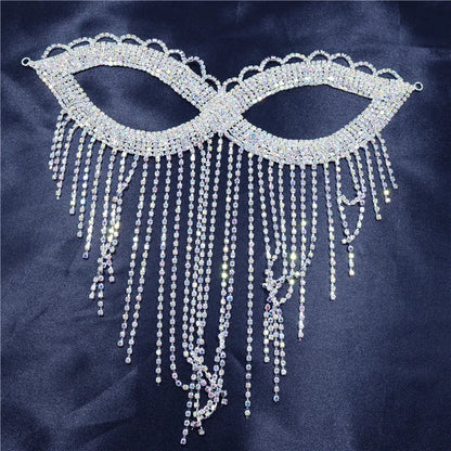 Rhinestone Belly Dance Long Tassel Face Veil