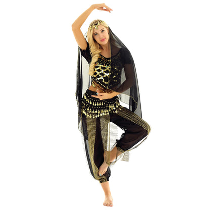 4 Pcs Belly Dance Costume Set – Sparkle and Shine on the Dance Floor!