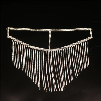 Rhinestone Belly Dance Long Tassel Face Veil