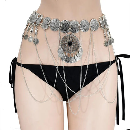 Gypsy Metal Hippie Boho Flower Belly Dance Waist Chain