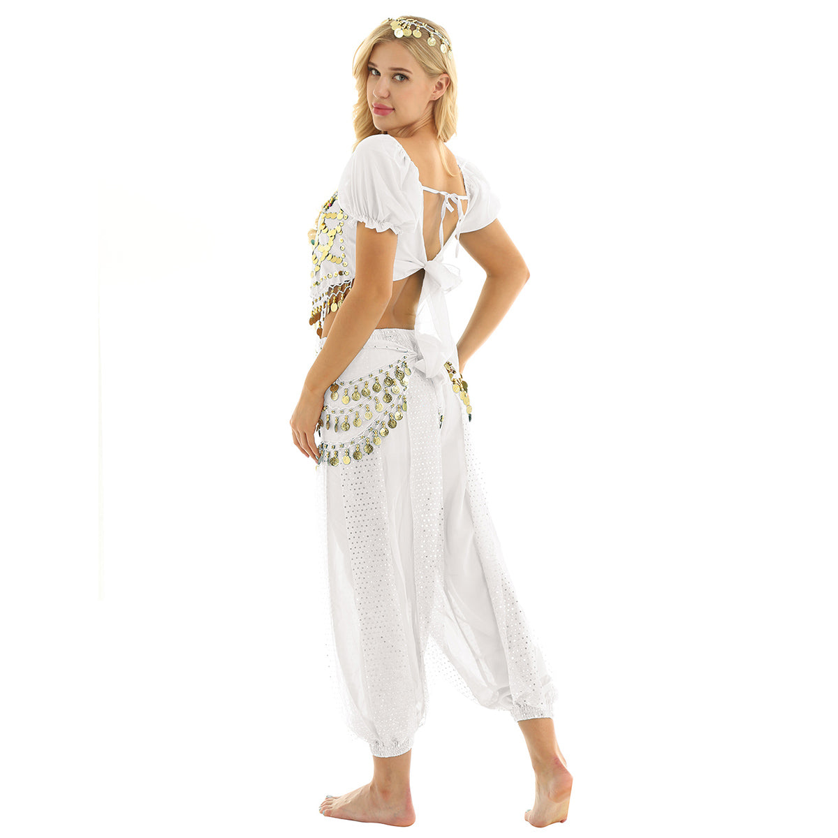 Belly Dance Costume Set – Coin Tassel Top, Harem Pants & Accessories