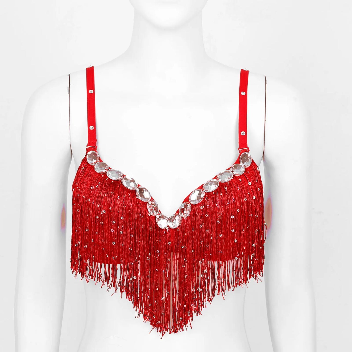 Belly Dance Push-Up Bra with Rhinestones & Tassels