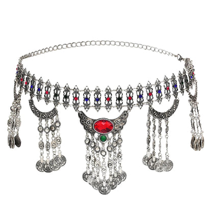 Gypsy Turkish Moon Coin Tassel Belly Chain