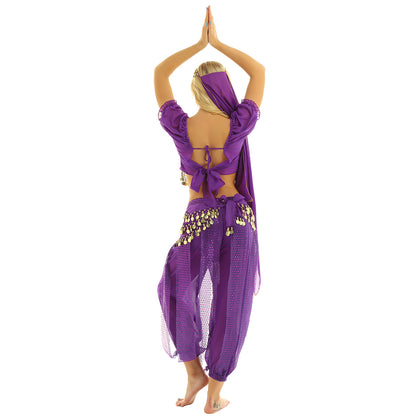 Belly Dance Costume Set – Coin Tassel Top, Harem Pants & Accessories