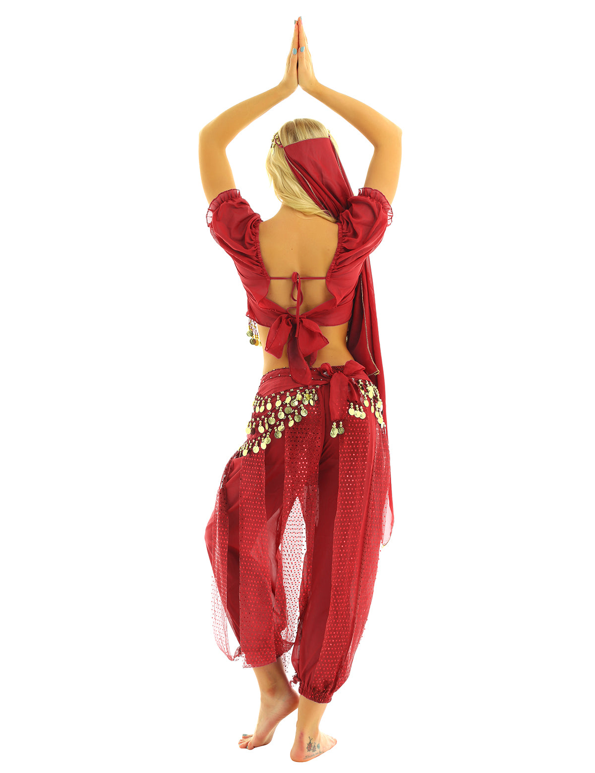 Belly Dance Costume Set – Coin Tassel Top, Harem Pants & Accessories