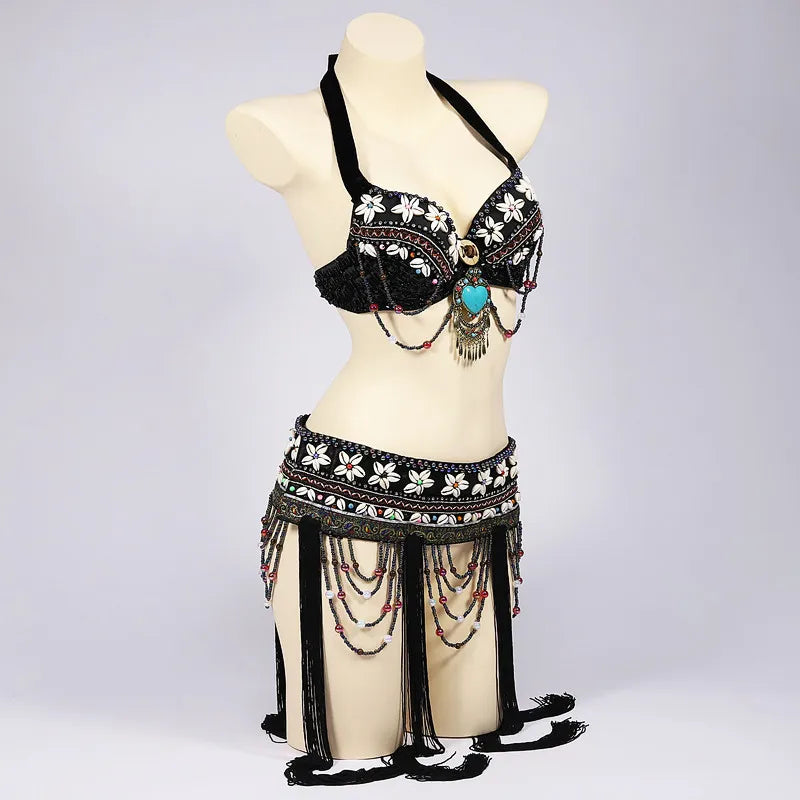 2-Piece Tribal Belly Dance Costume (Bra & Belt)