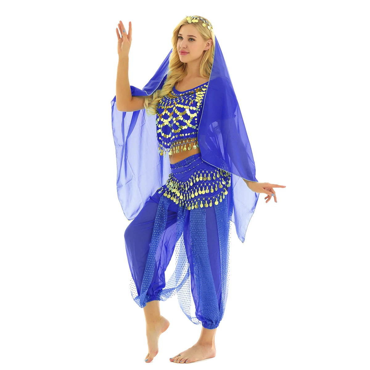 4 Pcs Belly Dance Costume Set – Sparkle and Shine on the Dance Floor!