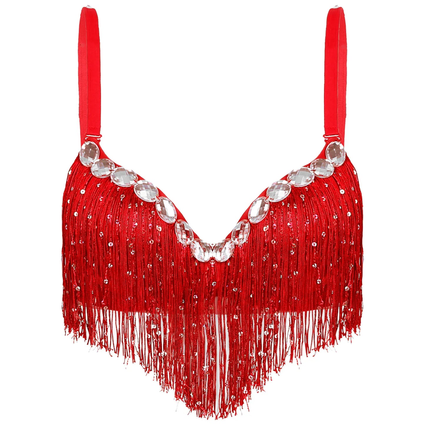 Belly Dance Push-Up Bra with Rhinestones & Tassels