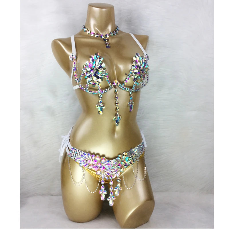 Handmade Wire Bra & Panty Belt Set – 4-Piece Dance Costume