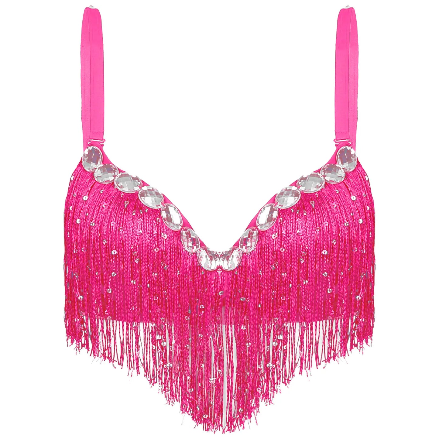 Belly Dance Push-Up Bra with Rhinestones & Tassels