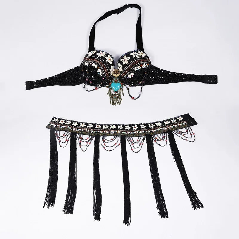 2-Piece Tribal Belly Dance Costume (Bra & Belt)