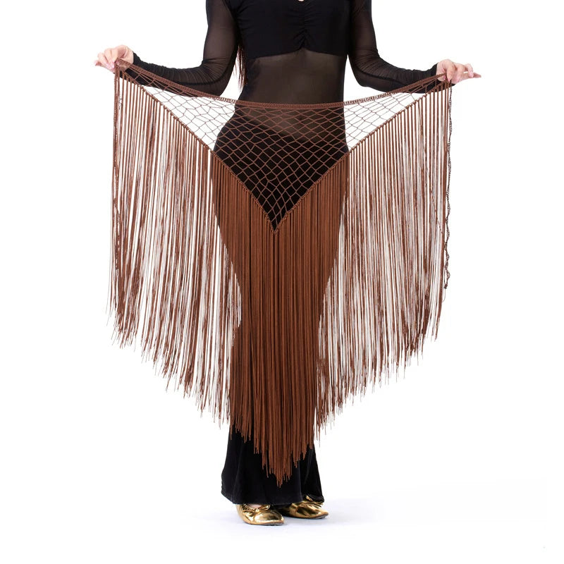 Belly Dance Fringe Triangle Hip Shawl – Flowing Tassel Wrap