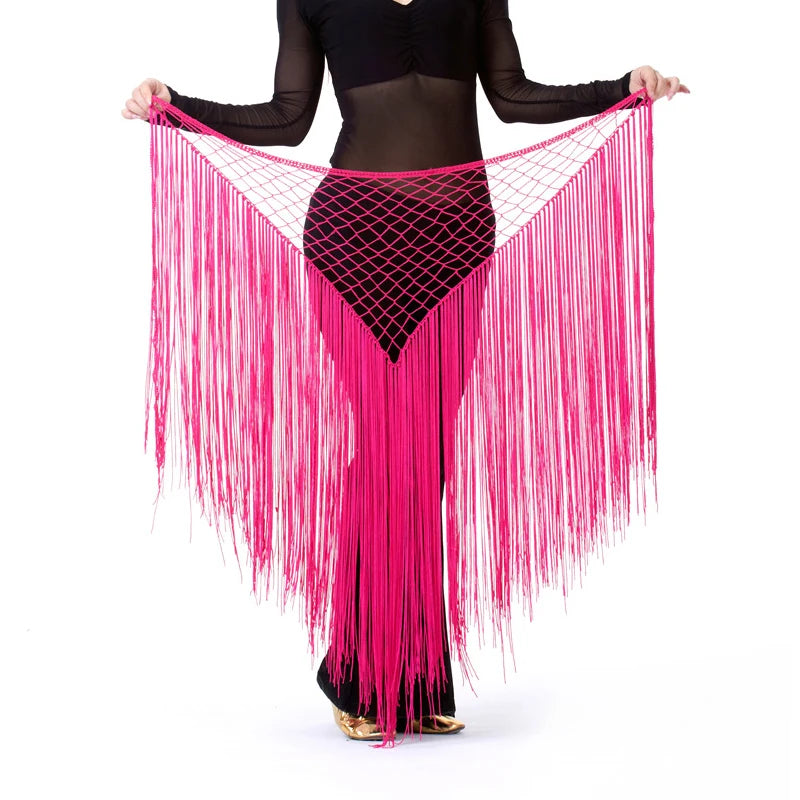 Belly Dance Fringe Triangle Hip Shawl – Flowing Tassel Wrap