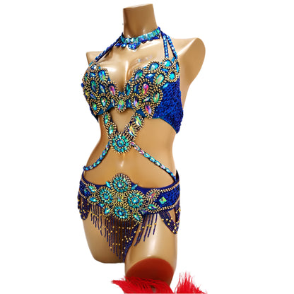 Bra, Belt & Necklace 3-Piece Belly Dance Set