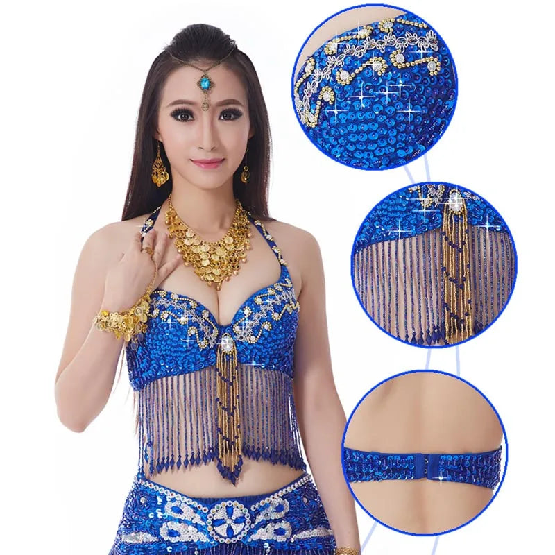 Belly Dance Sequin Tassel Halter Bra