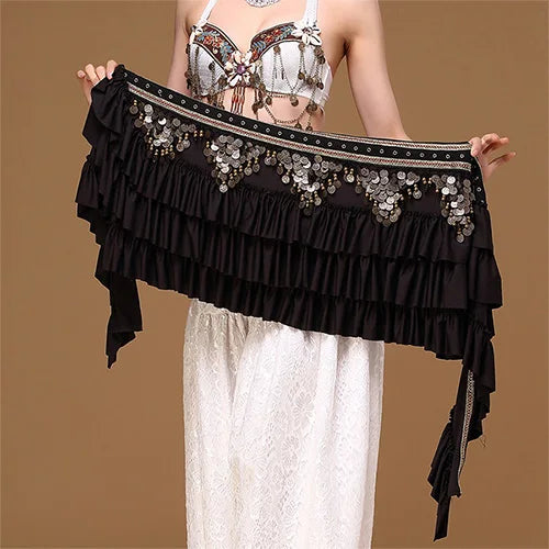 Tribal Belly Dance Fringe Wrap Hip Scarf Belt with Coins