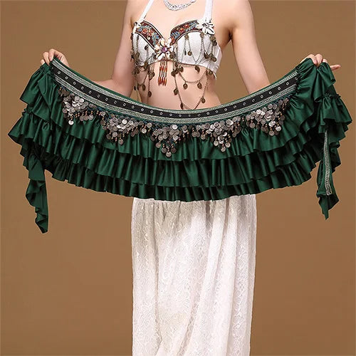 Tribal Belly Dance Fringe Wrap Hip Scarf Belt with Coins