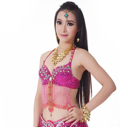 Belly Dance Sequin Tassel Halter Bra