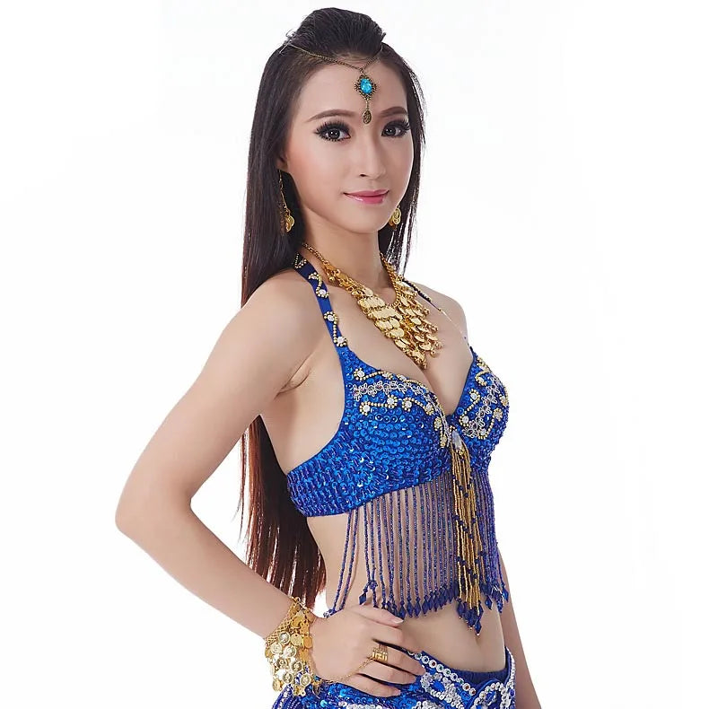 Belly Dance Sequin Tassel Halter Bra