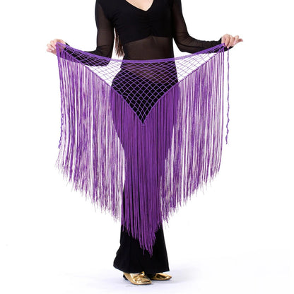 Belly Dance Fringe Triangle Hip Shawl – Flowing Tassel Wrap