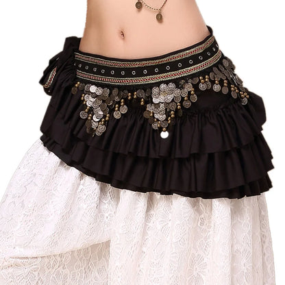 Tribal Belly Dance Fringe Wrap Hip Scarf Belt with Coins