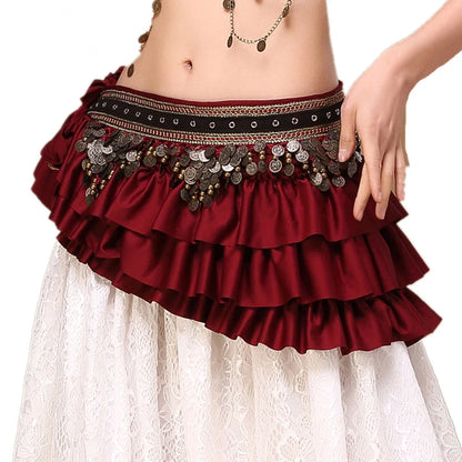 Tribal Belly Dance Fringe Wrap Hip Scarf Belt with Coins