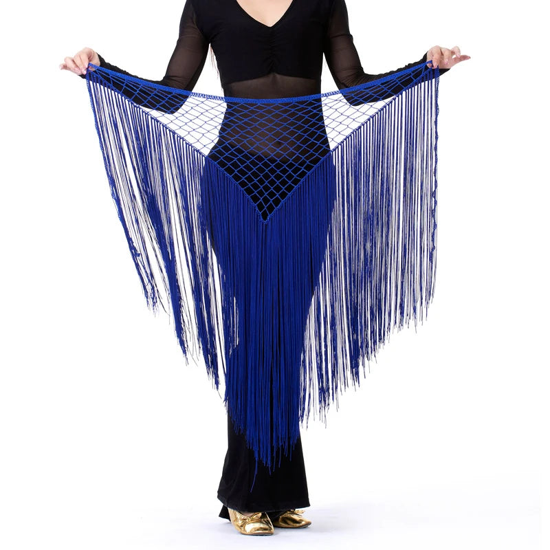 Belly Dance Fringe Triangle Hip Shawl – Flowing Tassel Wrap