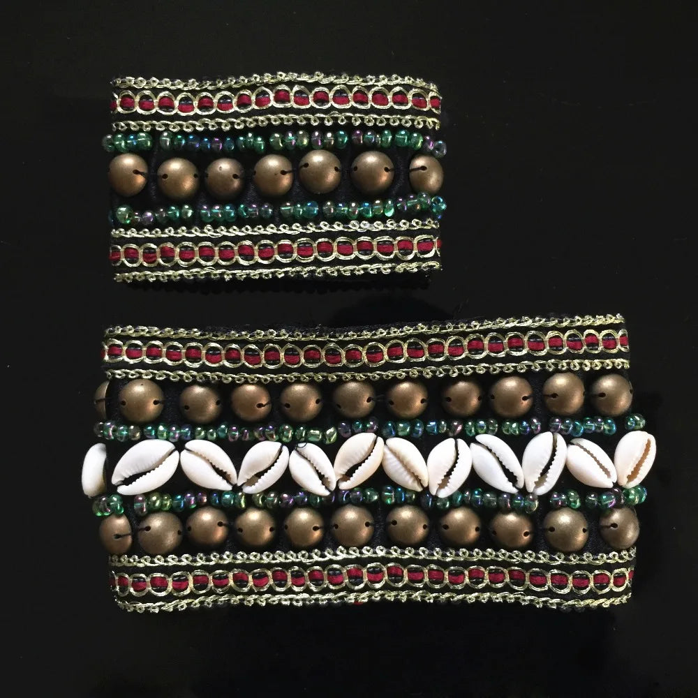 Tribal Belly Dance Armband & Wristband Set – Bronze Beads Adjustable Fit