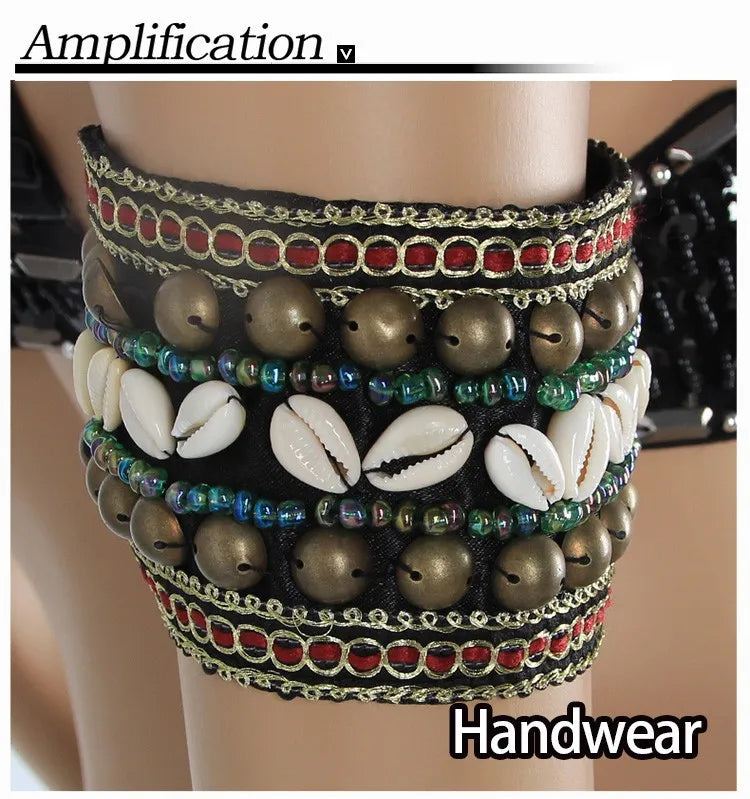 Tribal Belly Dance Armband & Wristband Set – Bronze Beads Adjustable Fit