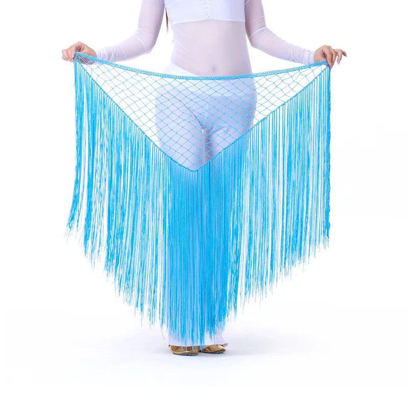 Belly Dance Fringe Triangle Hip Shawl – Flowing Tassel Wrap