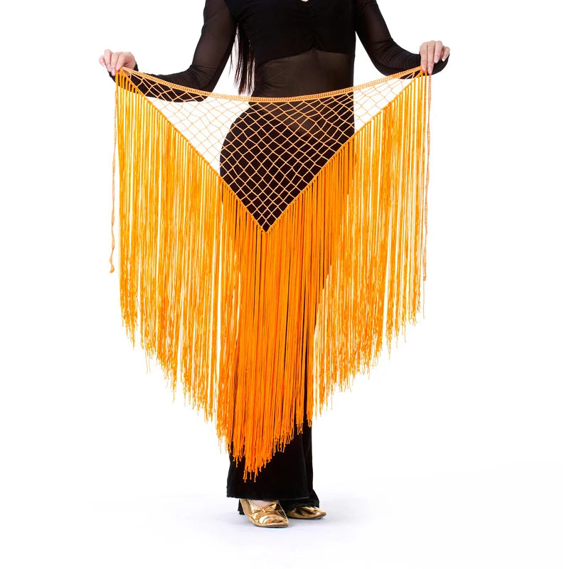 Belly Dance Fringe Triangle Hip Shawl – Flowing Tassel Wrap