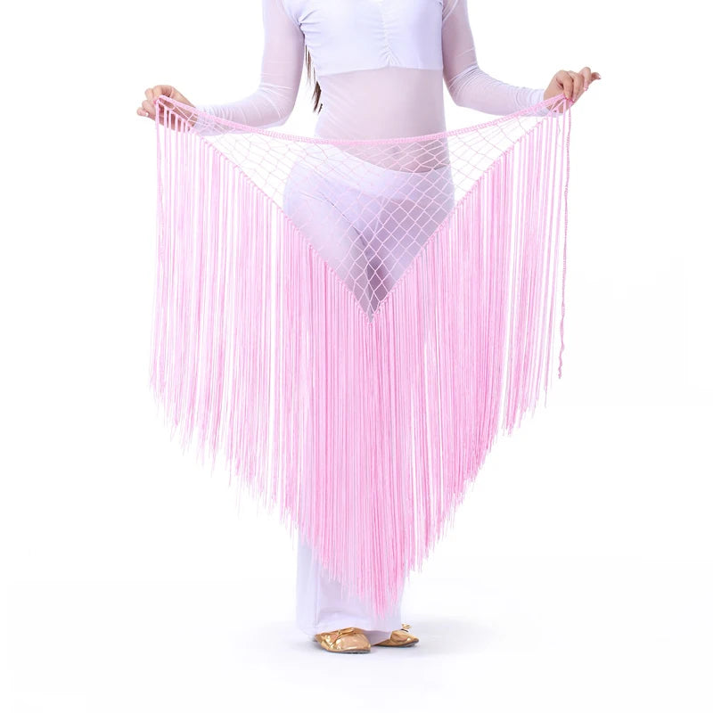 Belly Dance Fringe Triangle Hip Shawl – Flowing Tassel Wrap