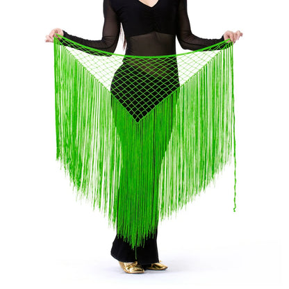 Belly Dance Fringe Triangle Hip Shawl – Flowing Tassel Wrap