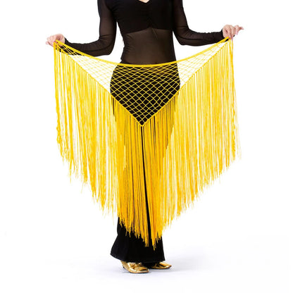 Belly Dance Fringe Triangle Hip Shawl – Flowing Tassel Wrap