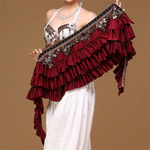 Tribal Belly Dance Fringe Wrap Hip Scarf Belt with Coins