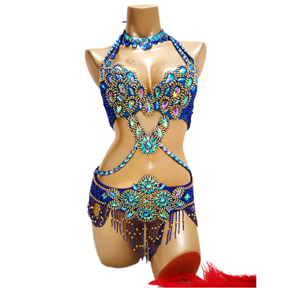 Bra, Belt & Necklace 3-Piece Belly Dance Set