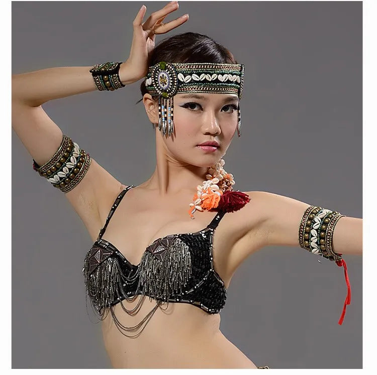 Tribal Belly Dance Armband & Wristband Set – Bronze Beads Adjustable Fit