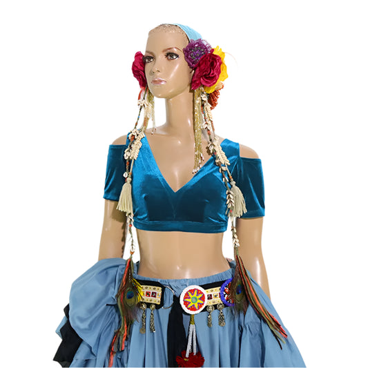 Belly Dance Velvet Fat Chance Tribal Choli Costume Top