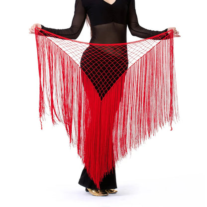 Belly Dance Fringe Triangle Hip Shawl – Flowing Tassel Wrap