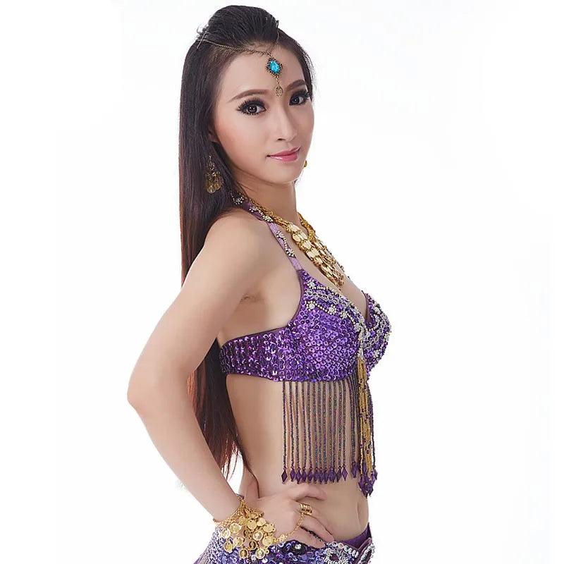 Belly Dance Sequin Tassel Halter Bra