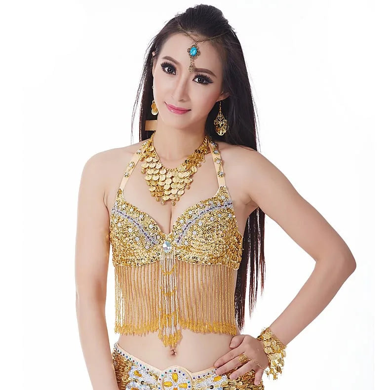 Belly Dance Sequin Tassel Halter Bra