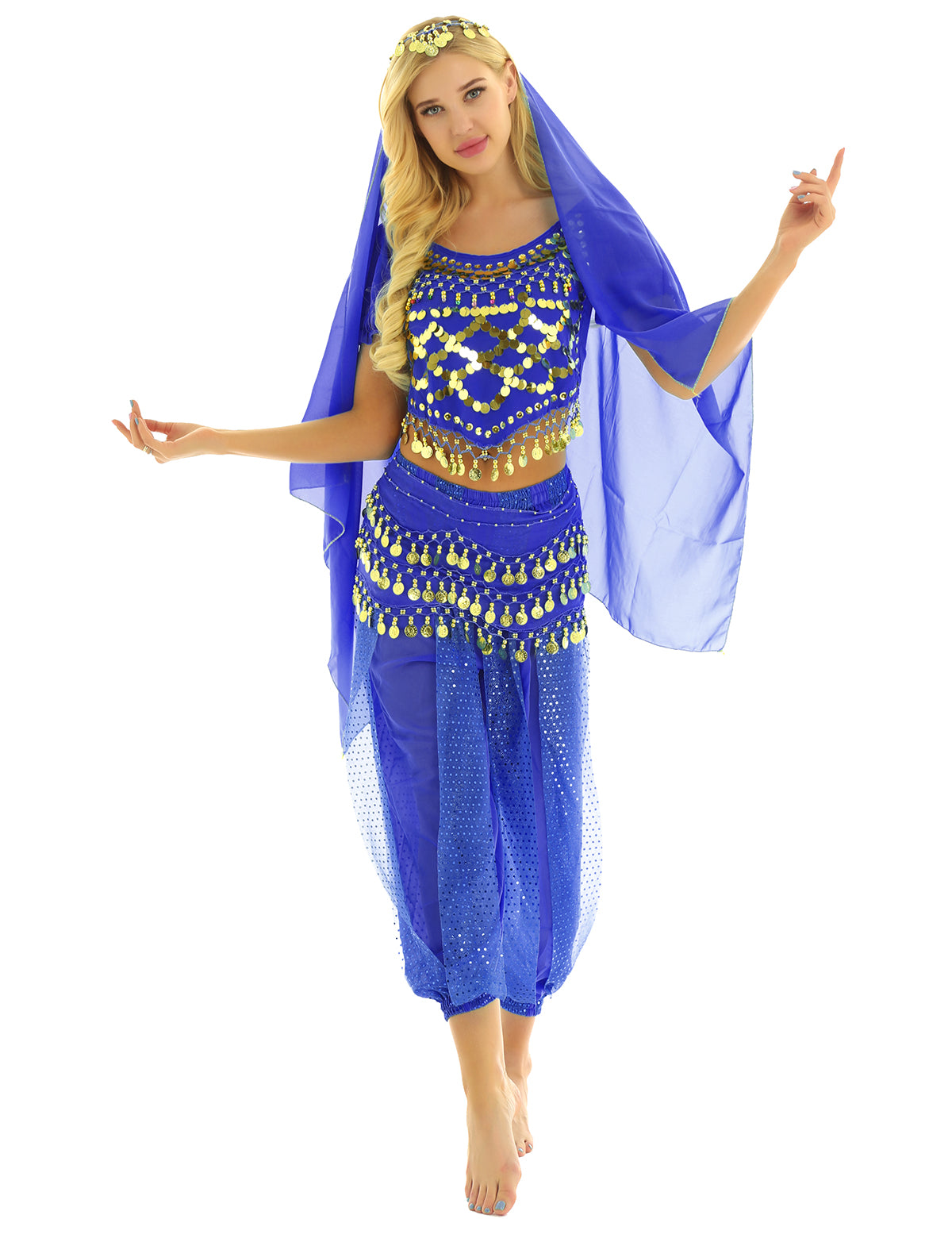 Belly Dance Costume Set – Coin Tassel Top, Harem Pants & Accessories